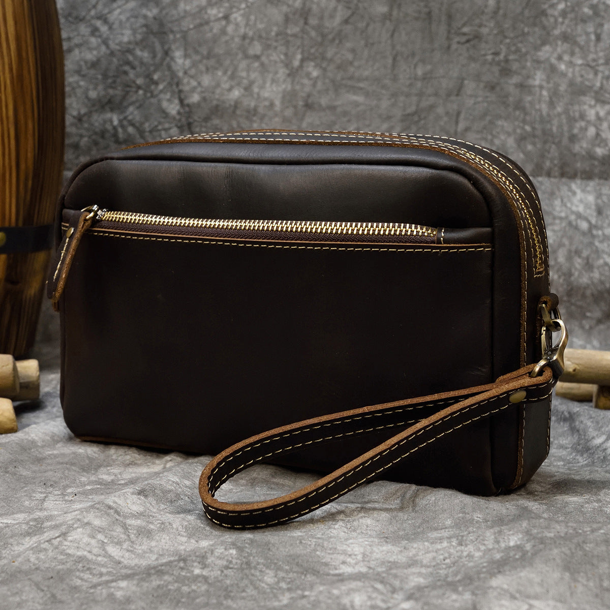 Genuine Crazy Horse Cowhide Clutch Bag for Men and Women, Vintage Storage Pouch, Top Layer Leather Shoulder Crossbody Purse for Ladies and Gentlemen