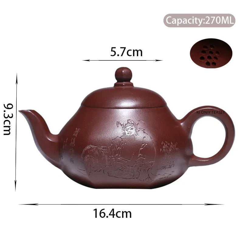 130ml Chinese Yixing Purple Clay Teapots Famous Artists Handmade Tea Pot Raw Ore Dahongpao Mud Kettle Zisha Tea Set Teaware