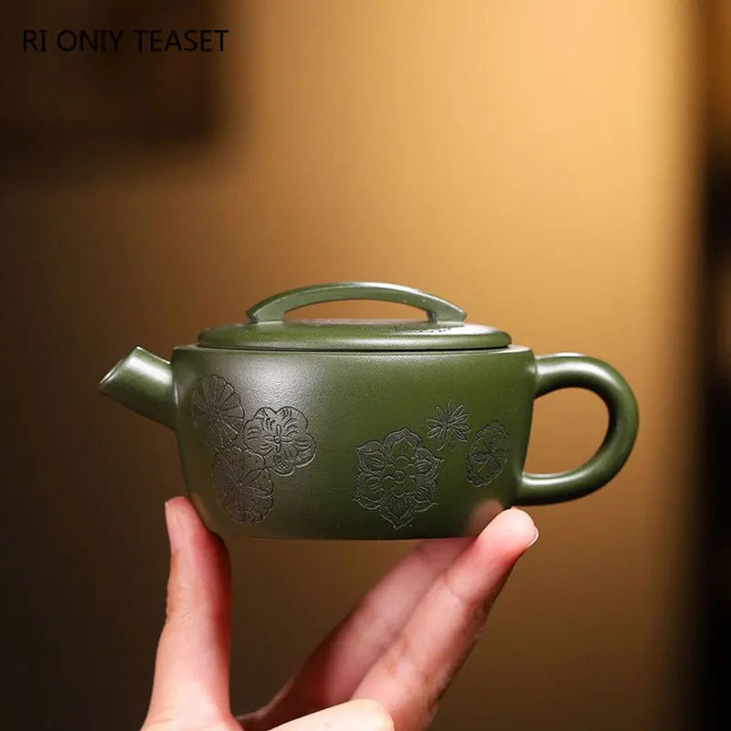 130ml Chinese Yixing Purple Clay Teapots Handmade Tea Pot Raw Ore Green Mud Beauty Kettle Famous Artists Zisha Tea Set Teaware