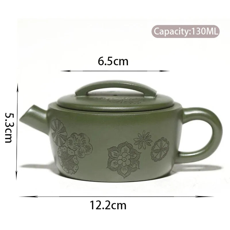 130ml Chinese Yixing Purple Clay Teapots Handmade Tea Pot Raw Ore Green Mud Beauty Kettle Famous Artists Zisha Tea Set Teaware