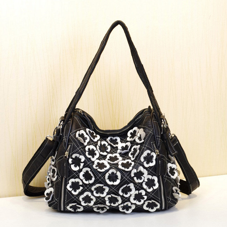 Genuine Top Layer Cowhide Handmade Color Block Handbag for Women, New Arrival Top Handle Crossbody Purse, Trendy Casual Bag for Ladies