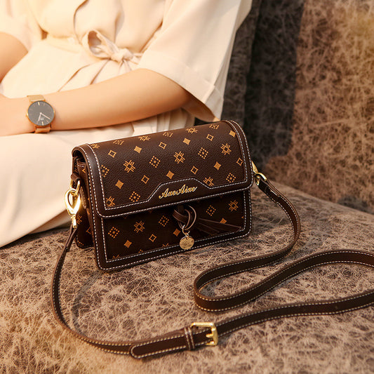 Genuine Leather Small Square Bag for Women, New Korean Fashion Versatile Shoulder Crossbody Purse, Minimalist Everyday Handbag for Ladies