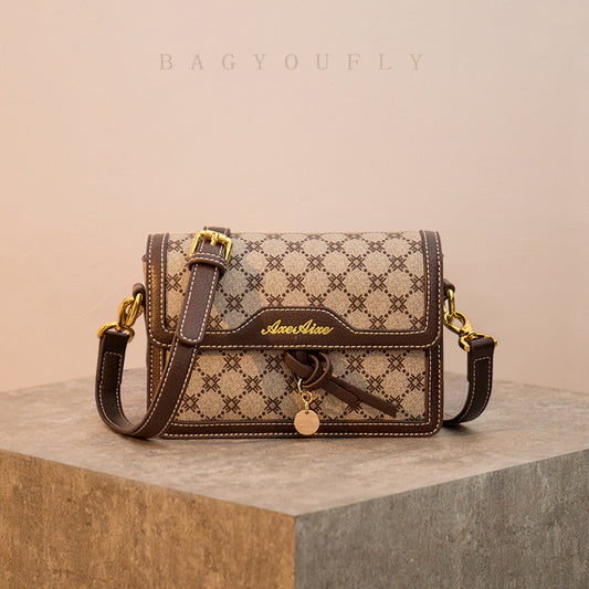 Genuine Leather Small Square Crossbody Bag for Women, New Fashionable Versatile Shoulder Purse, Trendy Mini Handbag for Ladies