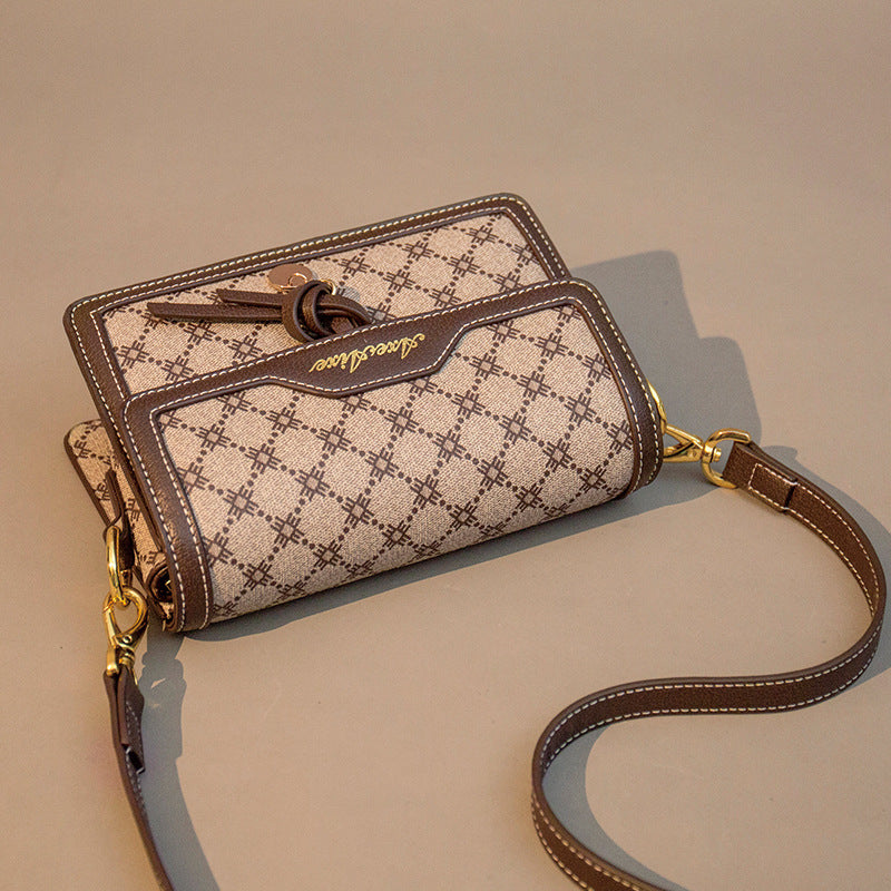 Genuine Leather Small Square Crossbody Bag for Women, New Fashionable Versatile Shoulder Purse, Trendy Mini Handbag for Ladies