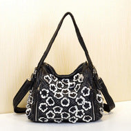 Genuine Top Layer Cowhide Handmade Color Block Handbag for Women, New Arrival Top Handle Crossbody Purse, Trendy Casual Bag for Ladies