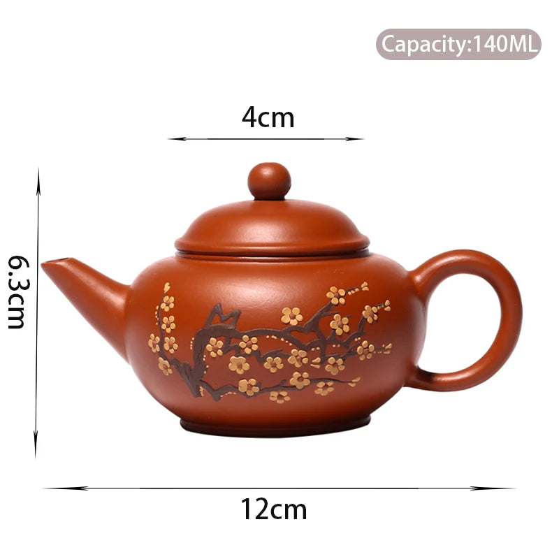 140ml Yixing Purple Clay Teapots Famous Handmade Plum blossom Tea Pot Kettle Chinese Dahongpao Teaware Tea Set Gifts Customized