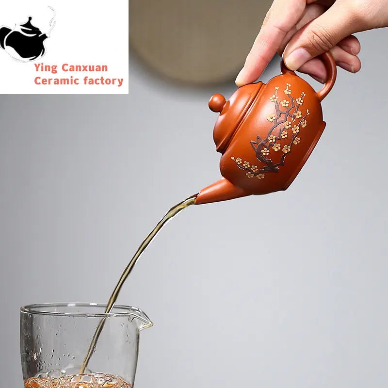 140ml Yixing Purple Clay Teapots Famous Handmade Plum blossom Tea Pot Kettle Chinese Dahongpao Teaware Tea Set Gifts Customized