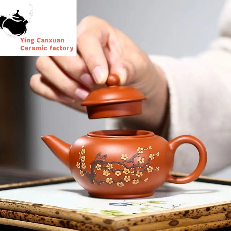 140ml Yixing Purple Clay Teapots Famous Handmade Plum blossom Tea Pot Kettle Chinese Dahongpao Teaware Tea Set Gifts Customized