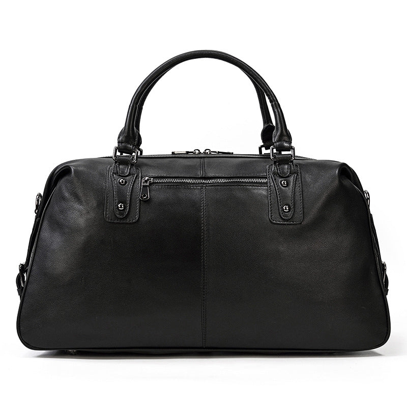 Large Capacity Genuine Leather Travel Duffle for Men, Short Business Trip Top Handle Luggage, Gym Weekender Crossbody Bag for Work and Fitness