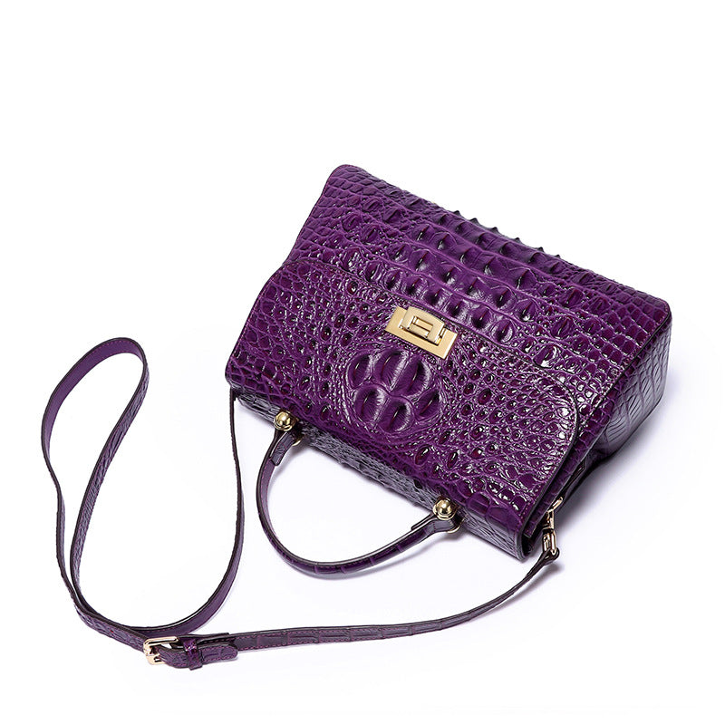 Genuine Croc-Embossed Leather Crossbody Bag for Women – Top-Layer Cowhide Shoulder Handbag, Versatile Ladies Purse for Everyday Elegance