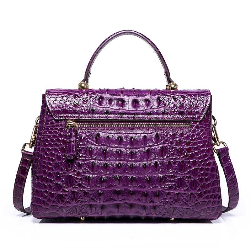 Genuine Croc-Embossed Leather Crossbody Bag for Women – Top-Layer Cowhide Shoulder Handbag, Versatile Ladies Purse for Everyday Elegance