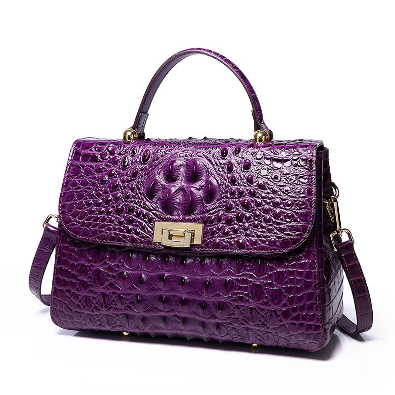 Genuine Croc-Embossed Leather Crossbody Bag for Women – Top-Layer Cowhide Shoulder Handbag, Versatile Ladies Purse for Everyday Elegance