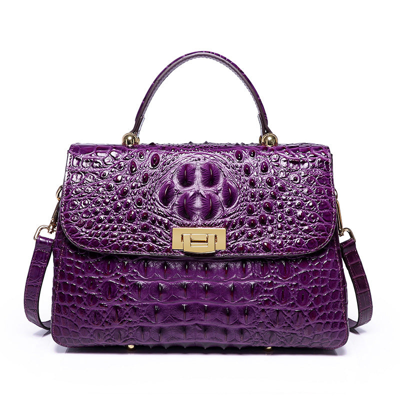 Genuine Croc-Embossed Leather Crossbody Bag for Women – Top-Layer Cowhide Shoulder Handbag, Versatile Ladies Purse for Everyday Elegance