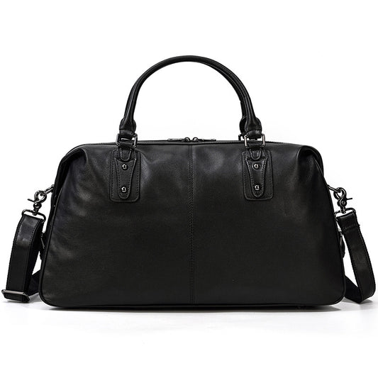 Large Capacity Genuine Leather Travel Duffle for Men, Short Business Trip Top Handle Luggage, Gym Weekender Crossbody Bag for Work and Fitness