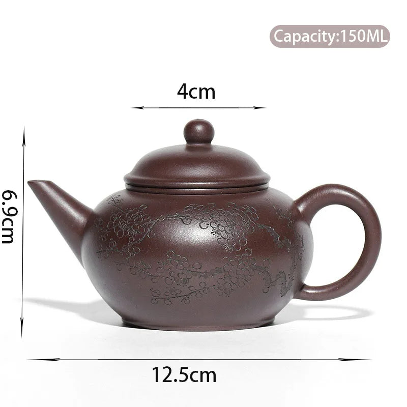 150ml Chinese Yixing Purple Clay Teapots Famous Artists Handmade Tea Pot Raw Ore Old Purple Mud Kettle Zisha Tea Set Teaware
