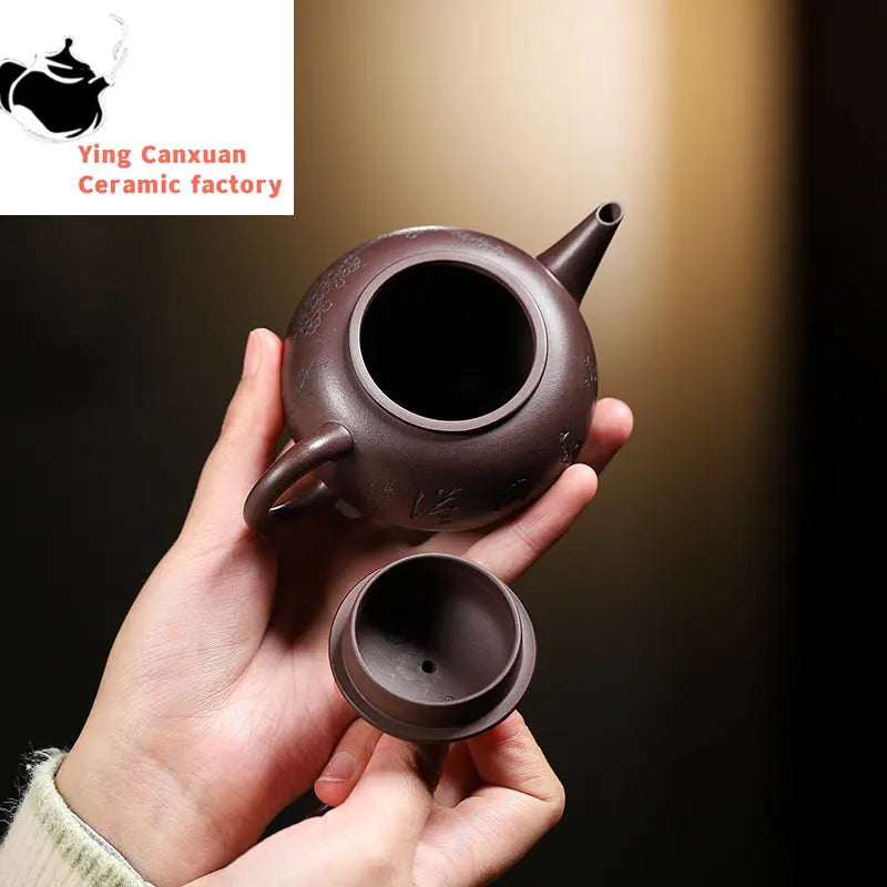 150ml Chinese Yixing Purple Clay Teapots Famous Artists Handmade Tea Pot Raw Ore Old Purple Mud Kettle Zisha Tea Set Teaware