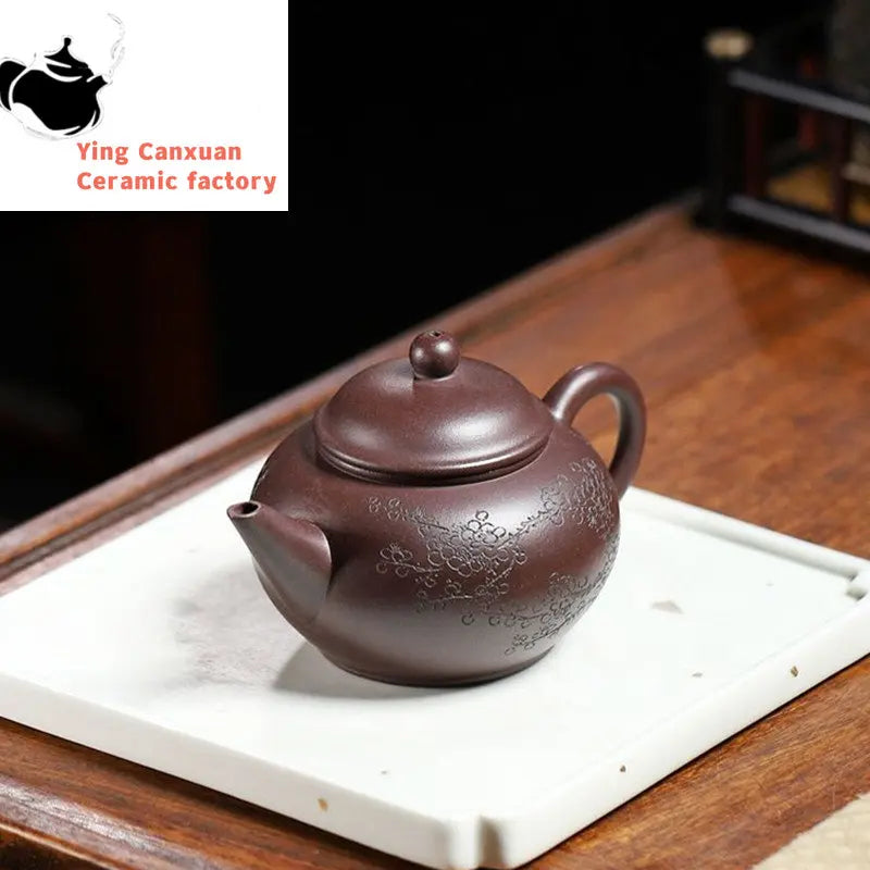 150ml Chinese Yixing Purple Clay Teapots Famous Artists Handmade Tea Pot Raw Ore Old Purple Mud Kettle Zisha Tea Set Teaware