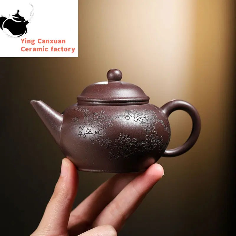 150ml Chinese Yixing Purple Clay Teapots Famous Artists Handmade Tea Pot Raw Ore Old Purple Mud Kettle Zisha Tea Set Teaware