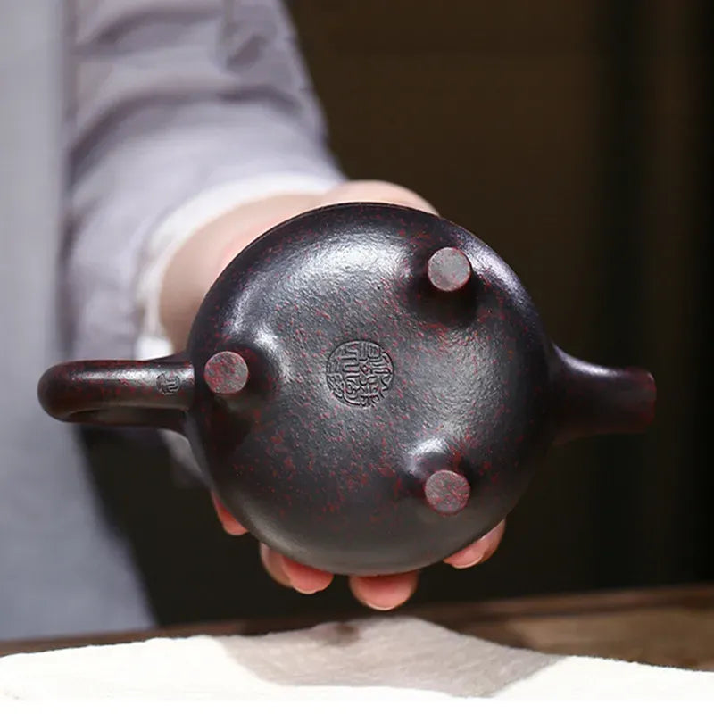 290ml Traditional Yixing Purple Clay Teapots Handmade Raw Ore Kiln Change Tea Pot Tripod Shape Kettle Zisha Tea Set Teaware