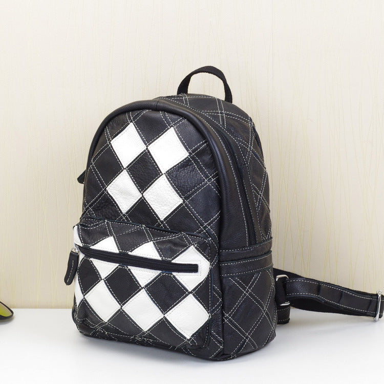 Genuine Top Layer Cowhide Colorful Color Block Backpack for Women, New Arrival Handmade Casual Travel Daypack, Designer Leather Bag for Ladies