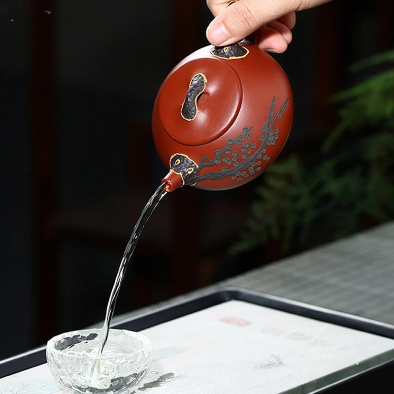 160ml Antique Yixing Purple Clay Tea Pot Handmade Dahongpao Stone Scoop Teapot Chinese Beauty Filter Tea Infuser Zisha Teaware