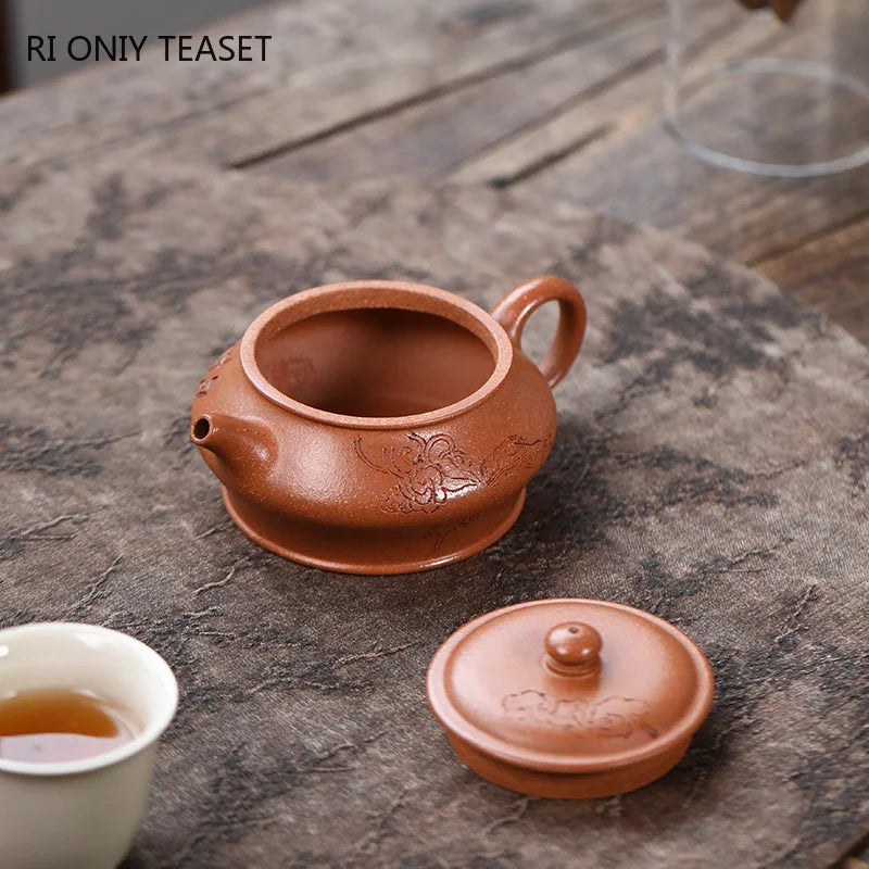 160ml Authentic Yixing Handmade Purple Clay Teapots Famous Artists Hand-carved Tea Pot Kettle Chinese Zisha Tea Set Teaware