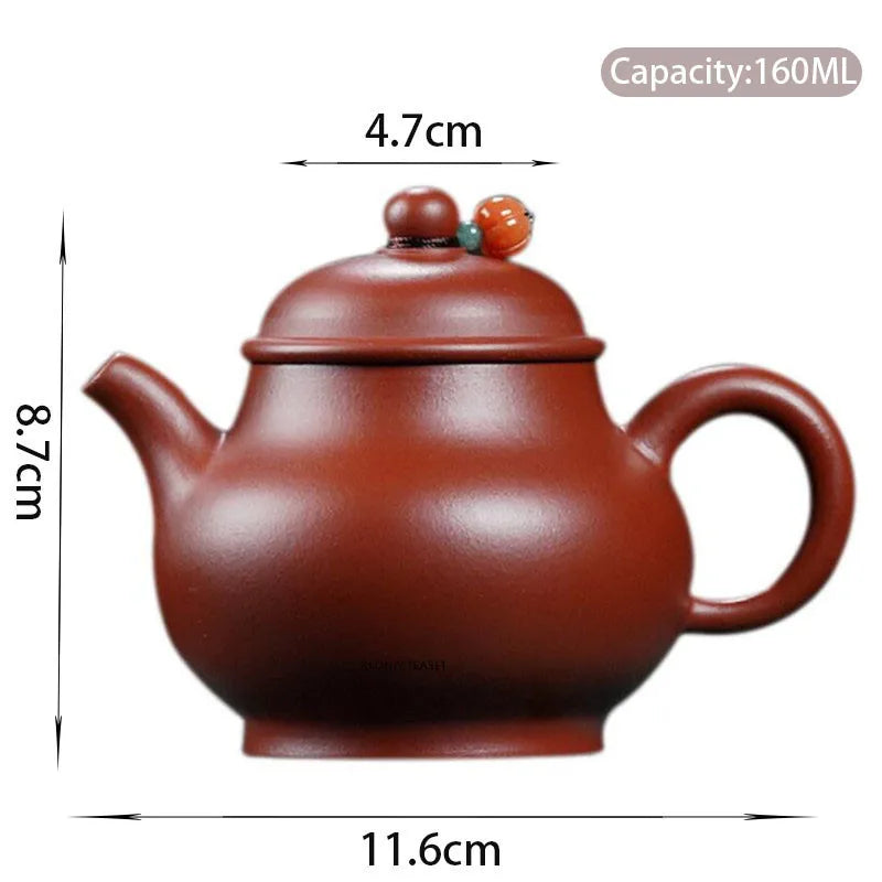 160ml Chinese Yixing Purple Clay Teapots Famous Artists Handmade Tea Pot Raw Ore Dahongpao Mud Kettle Zisha Tea Set Teaware