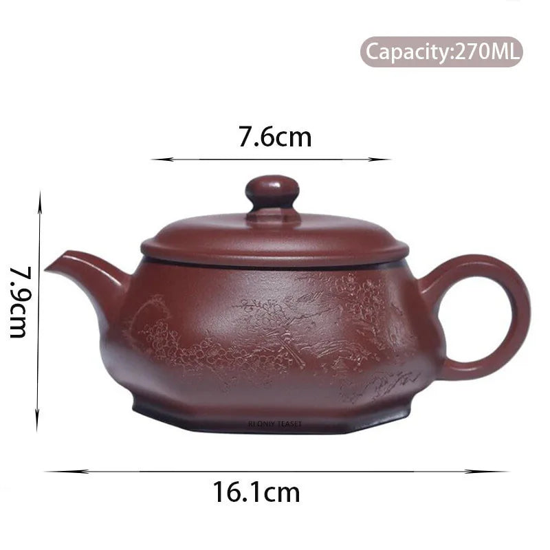 160ml Chinese Yixing Purple Clay Teapots Famous Artists Handmade Tea Pot Raw Ore Dahongpao Mud Kettle Zisha Tea Set Teaware