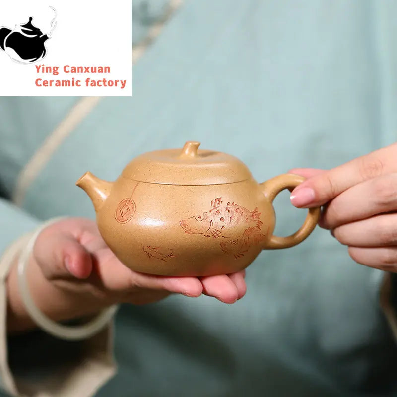 160ml Chinese Yixing Purple Clay Teapots Handmade Tea Pot Raw Ore Section Mud Kettle High-end Zisha Tea Set Tea Ceremony Gifts