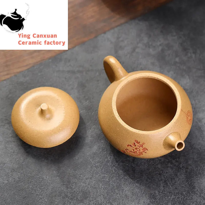 160ml Chinese Yixing Purple Clay Teapots Handmade Tea Pot Raw Ore Section Mud Kettle High-end Zisha Tea Set Tea Ceremony Gifts