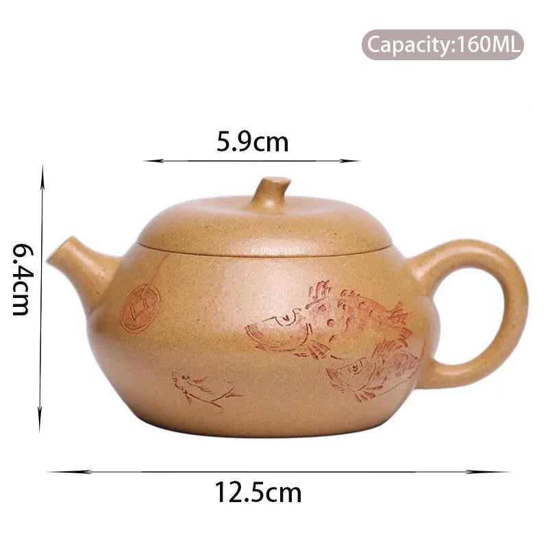 160ml Chinese Yixing Purple Clay Teapots Handmade Tea Pot Raw Ore Section Mud Kettle High-end Zisha Tea Set Tea Ceremony Gifts