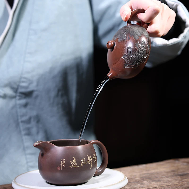 160ml nixing teapot tea pot filter Teapot Lotus Xishi handmade nixing clay customized gifts authentic Xishi Teapot theiere