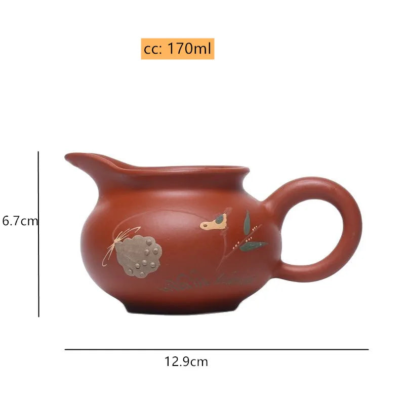 170ml Yixing Purple Clay Tea Cup Handmade Mud Painted Fair Cup Home Tea Infuser Teacup Tradition Zhu Mud Tea Set Accessories