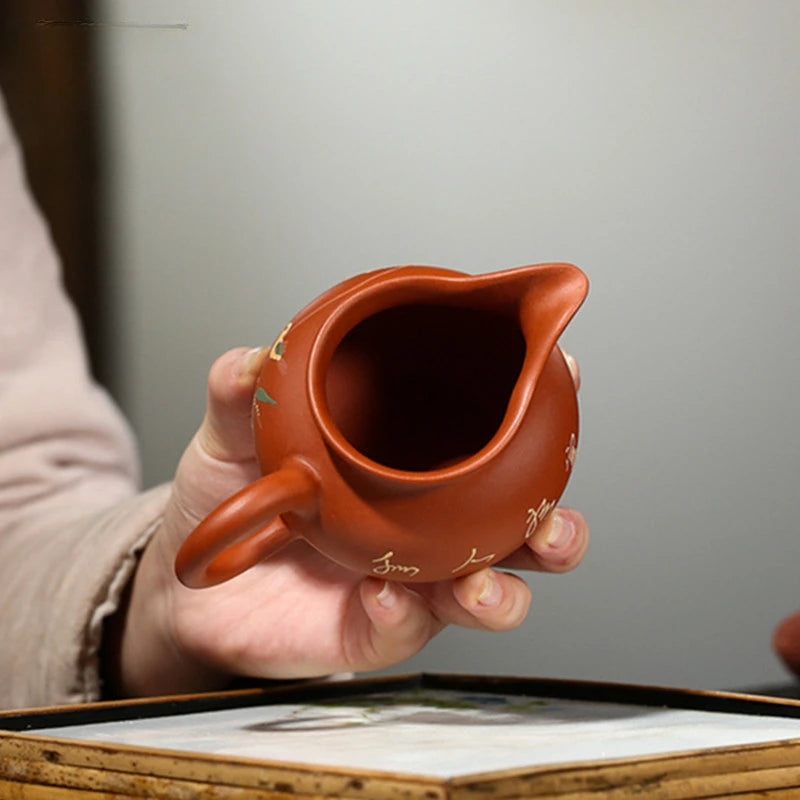 170ml Yixing Purple Clay Tea Cup Handmade Mud Painted Fair Cup Home Tea Infuser Teacup Tradition Zhu Mud Tea Set Accessories