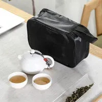 Portable Chinese Kung Fu Tea Set with Purple Ceramic Teapot, Gaiwan and Teacups for Tea Ceremony LL