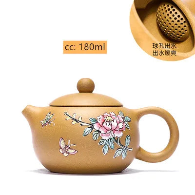 180ML Authentic Yixing Purple Clay Teapot Tradition Xishi Tea Pot Handmade Ball Hole Filter Tea Infuser Home Customized Teaware