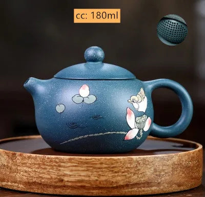 180ML Authentic Yixing Purple Clay Teapot Tradition Xishi Tea Pot Handmade Ball Hole Filter Tea Infuser Home Customized Teaware