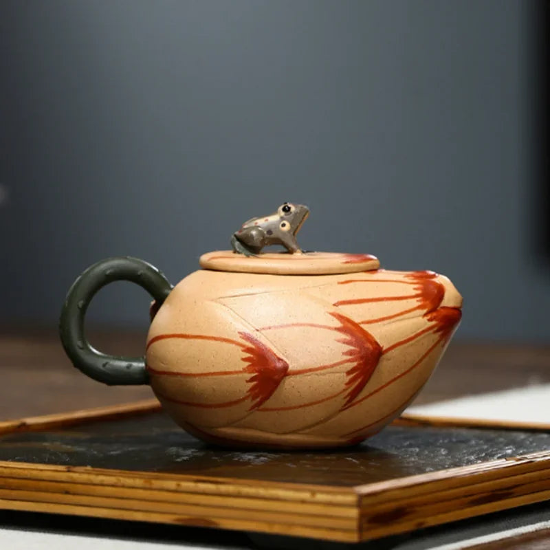 180ML Yixing Purple Clay Teapot Lotus Seeds Frog Zisha Tea Pot Tea Fun Handmade Kung Fu Tea Set Teaware