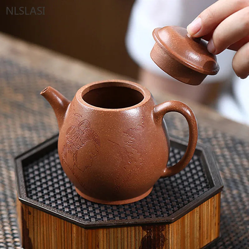 180ml Antique Yixing Purple Clay Tea Pot Hand-painted Beauty Filter Teapot Household Custom Tea Infuser Chinese Zisha Teaware