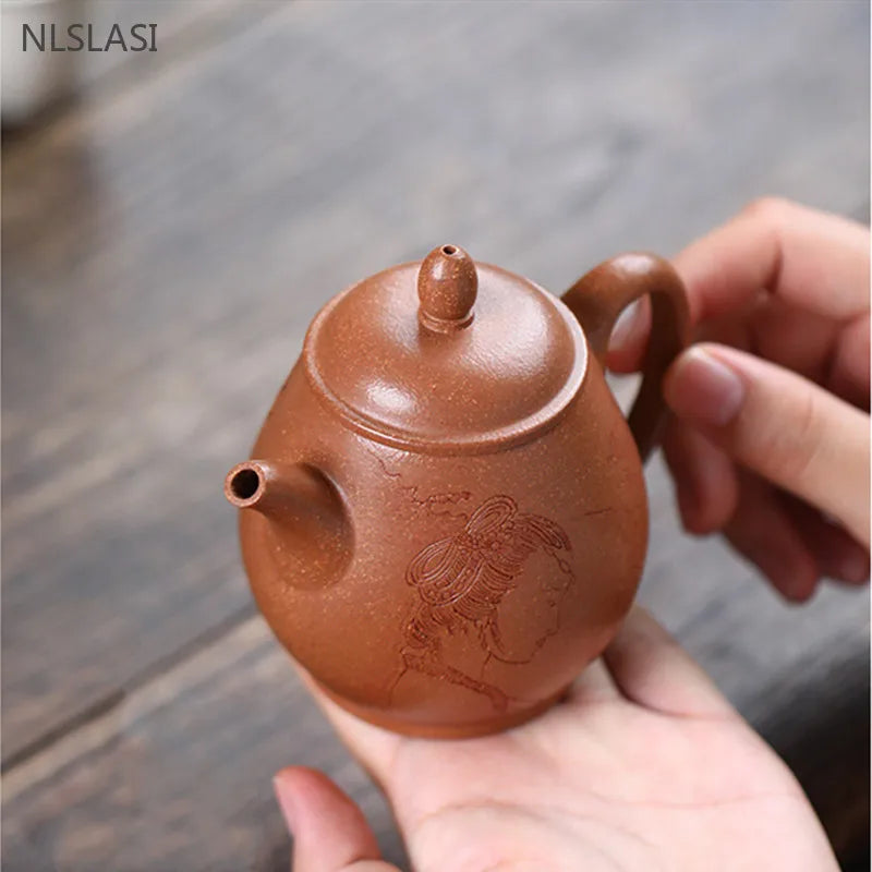 180ml Antique Yixing Purple Clay Tea Pot Hand-painted Beauty Filter Teapot Household Custom Tea Infuser Chinese Zisha Teaware