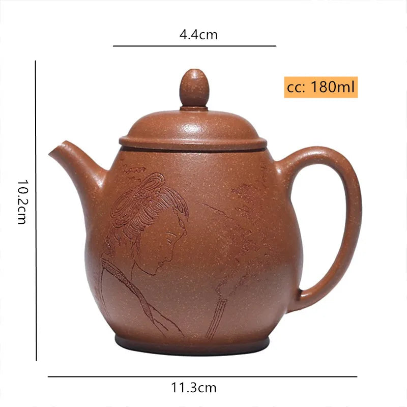 180ml Antique Yixing Purple Clay Tea Pot Hand-painted Beauty Filter Teapot Household Custom Tea Infuser Chinese Zisha Teaware