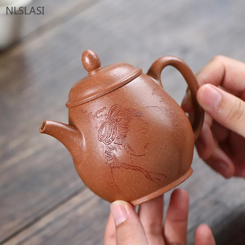 180ml Antique Yixing Purple Clay Tea Pot Hand-painted Beauty Filter Teapot Household Custom Tea Infuser Chinese Zisha Teaware