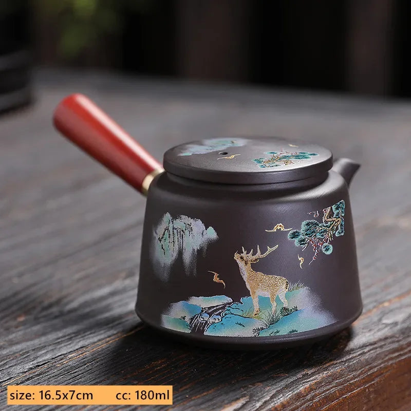180ml Chinese Purple Clay Side Handle Tea Pot Retro Tea Accessories Home Beauty Tea Infuser Custom Zisha Teapot Filter Teaware