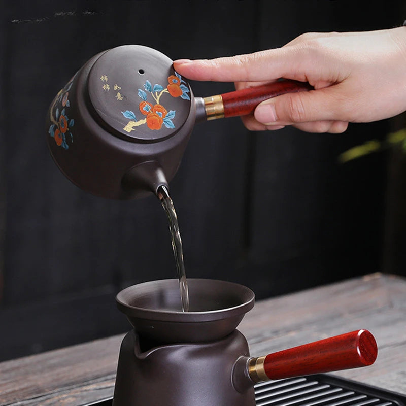 180ml Chinese Purple Clay Side Handle Tea Pot Retro Tea Accessories Home Beauty Tea Infuser Custom Zisha Teapot Filter Teaware