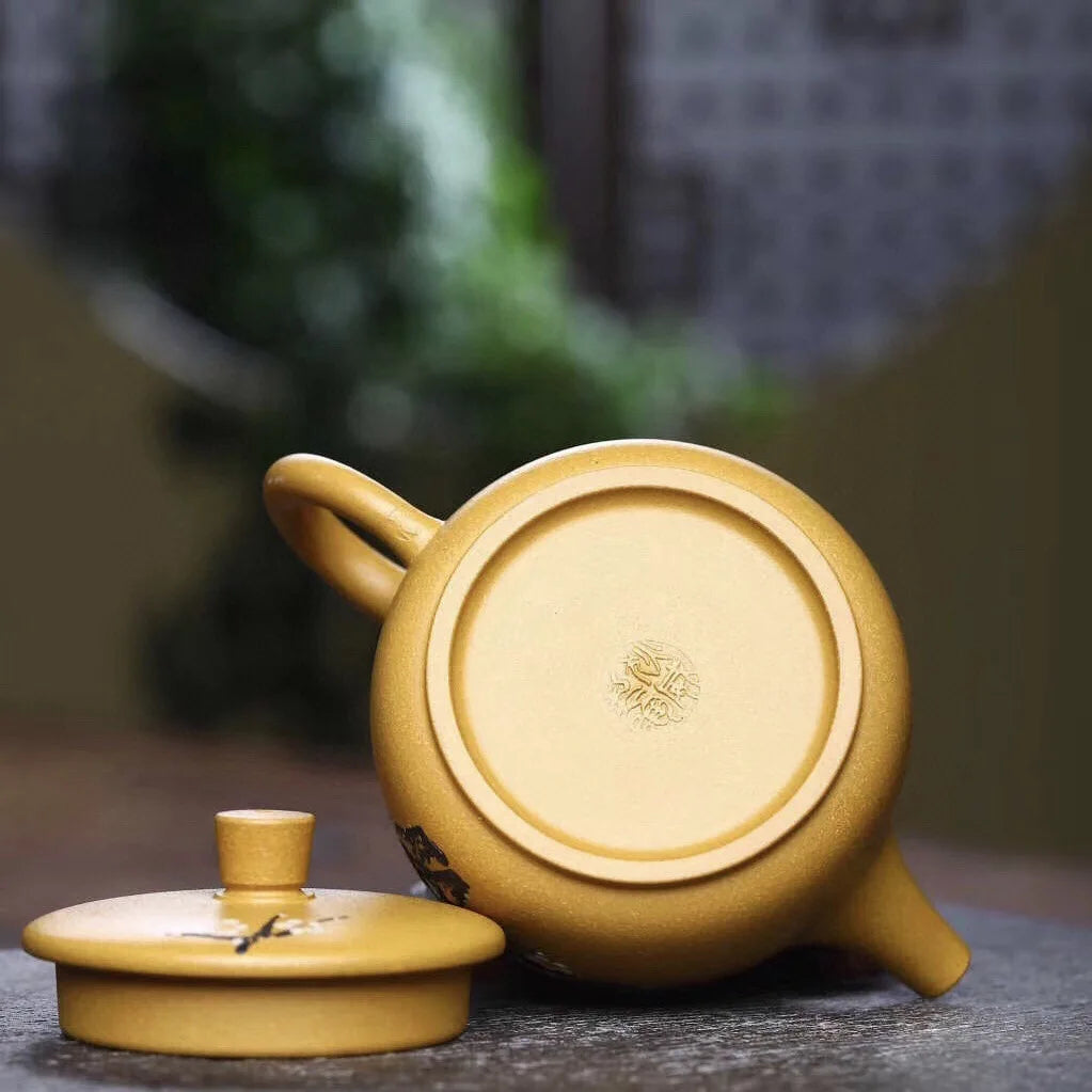 180ml Hand-carved Yixing Purple Clay Teapot Section Mud Stone Scoop Tea Infuser Custom Zisha Tea Set Chinese Tea Accessories