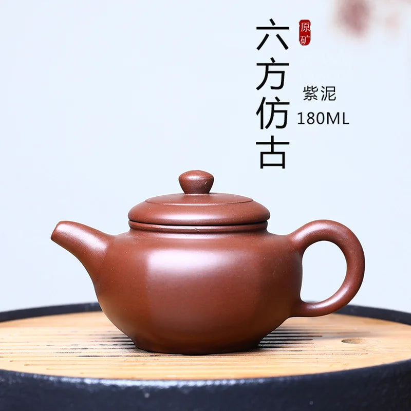 180ml Yixing Zisha Teapot Handmade Teapot Purple Clay Pot Teaware Tea Making Tools Kettle Tea Utensils Home Tea Accessories