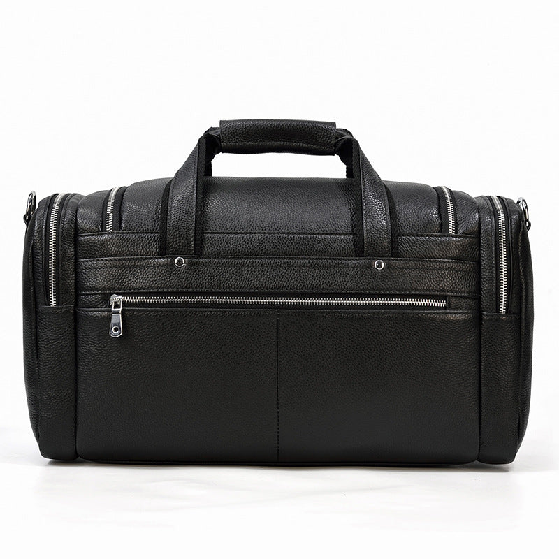 New Cylindrical Genuine Leather Travel Duffle, Fashionable Gym Shoulder Crossbody Bag, Premium Top Handle Weekender for Men