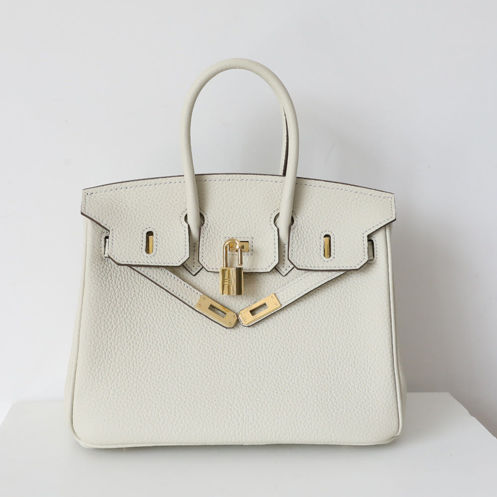 Premium Pebbled Leather Birkin-Inspired Tote Bag for Women, Genuine Leather Shoulder Crossbody Top-Handle Handbag with Spacious Design, Everyday Purse