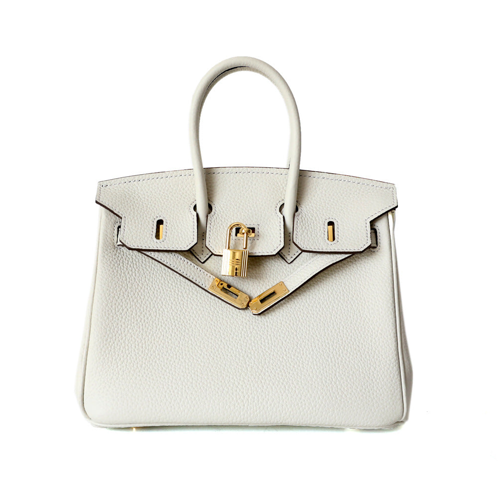 Premium Pebbled Leather Birkin-Inspired Tote Bag for Women, Genuine Leather Shoulder Crossbody Top-Handle Handbag with Spacious Design, Everyday Purse