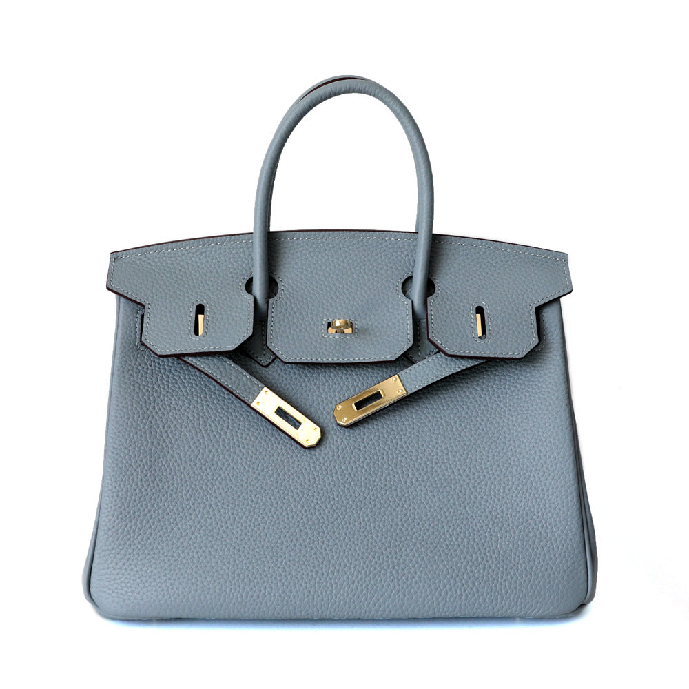 Premium Pebbled Leather Birkin-Inspired Tote Bag for Women, Genuine Leather Shoulder Crossbody Top-Handle Handbag with Spacious Design, Everyday Purse